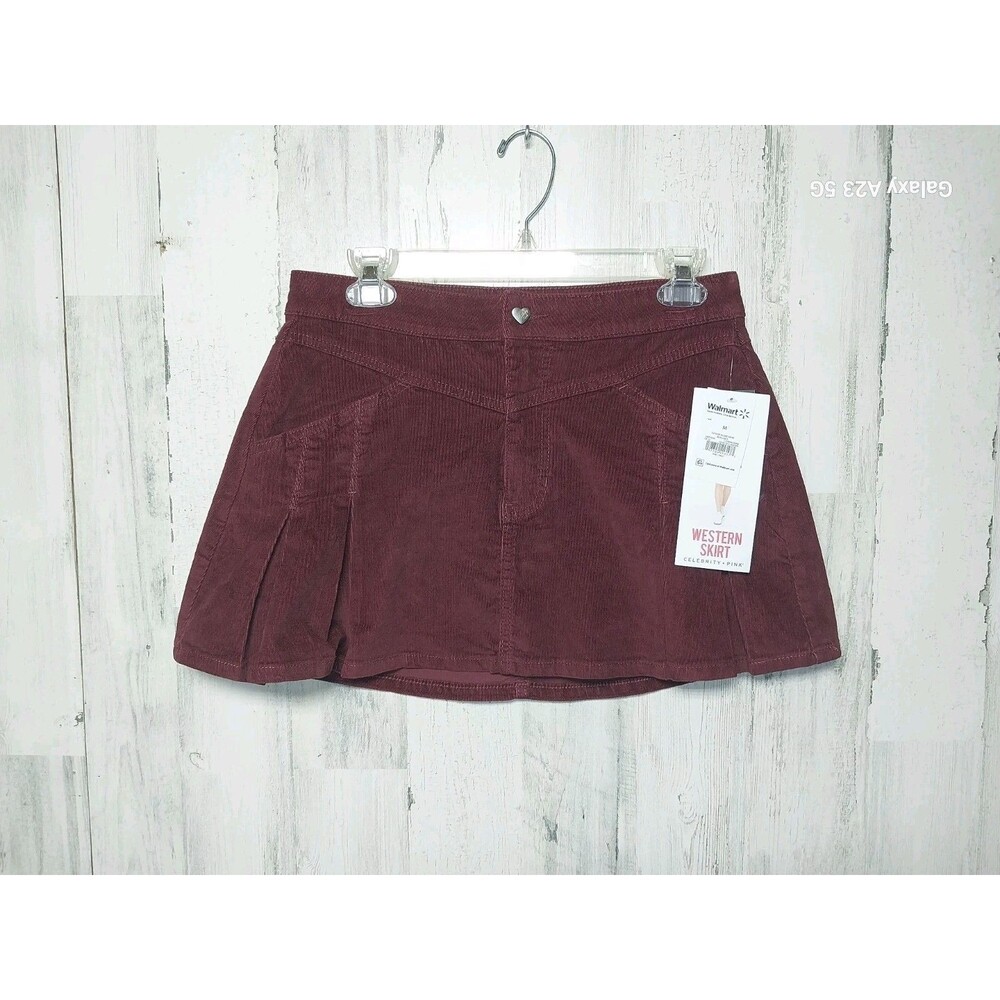 Celebrity Pink Women's MEDIUM Corduroy Western Skirt WINE Tawny Port